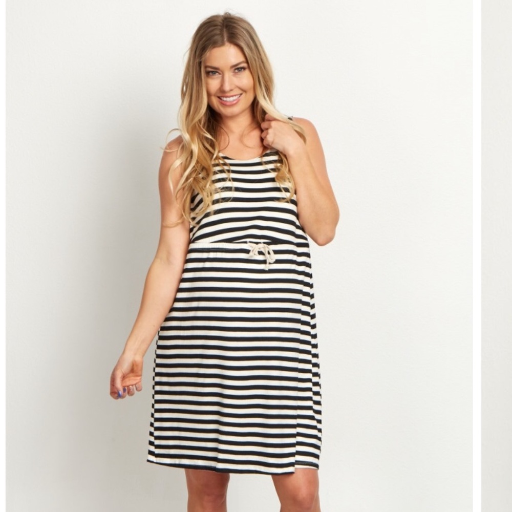 PinkBlush Striped Cinched Waist Dress